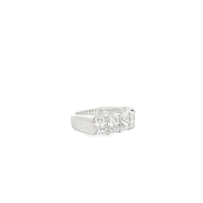 Platinum 3.03ctw Radiant Cut Diamond Half-Eternity Wedding Band Ring — photo 9 of 9