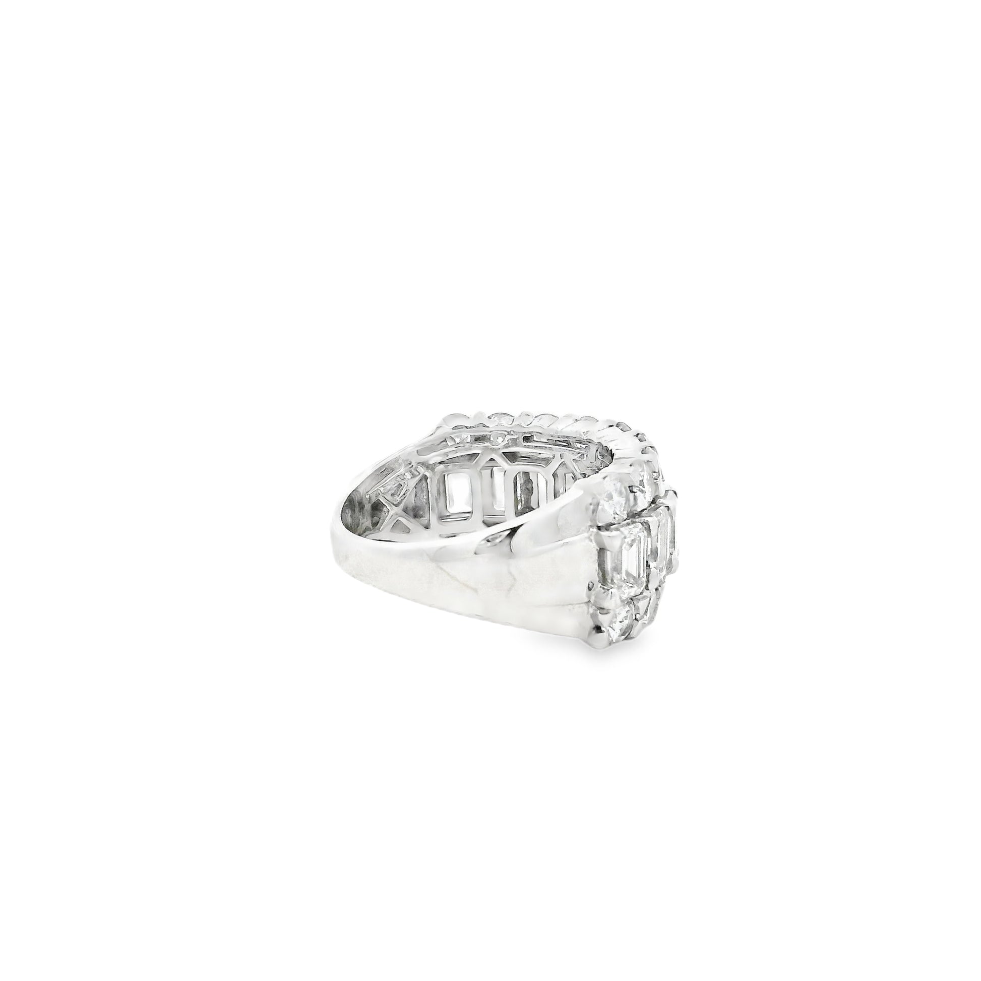 14k White Gold 5.09ctw Round and Baguette Cut Lab-Grown Diamond Three-Row Fashion Band — photo 9 of 11