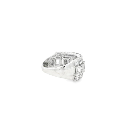 14k White Gold 5.09ctw Round and Baguette Cut Lab-Grown Diamond Three-Row Fashion Band — photo 9 of 11