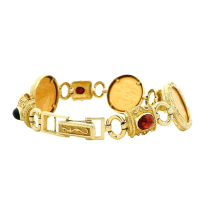 14k Yellow Gold American Eagle Coin Bracelet with Cabochon Gemstones — photo 9 of 10