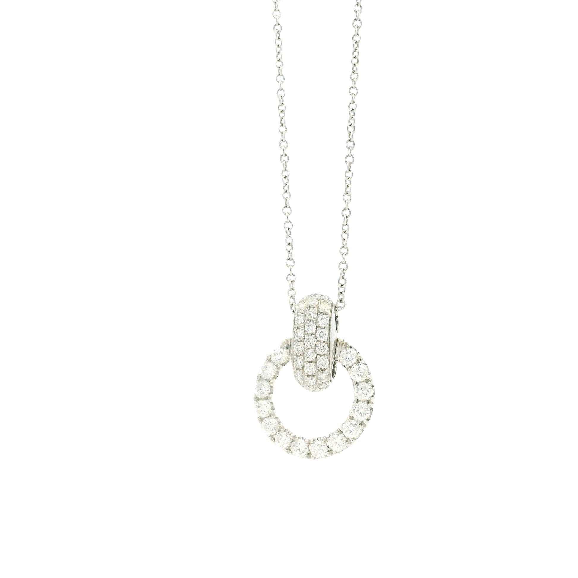 18k White Gold 1.41ctw Round Brilliant Diamond Pavé Circle Pendant Necklace — photo 9 of 10