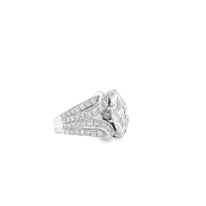 14k White Gold 0.90ct Marquise Diamond and 2.0ctw Round Brilliant Diamond Ring — photo 9 of 9