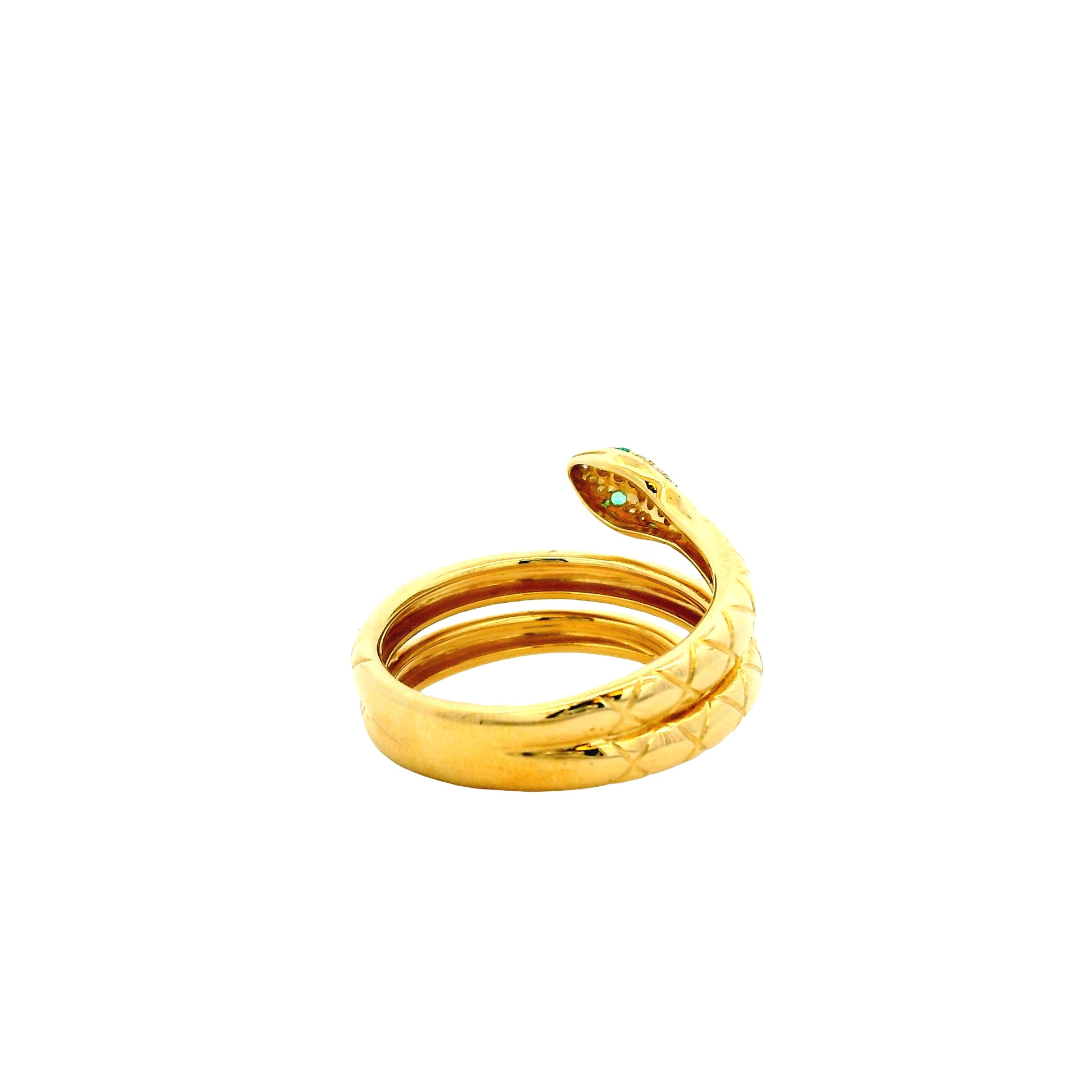 14k Yellow Gold 0.10ctw Diamond and Emerald Snake Wrap Ring — photo 9 of 13