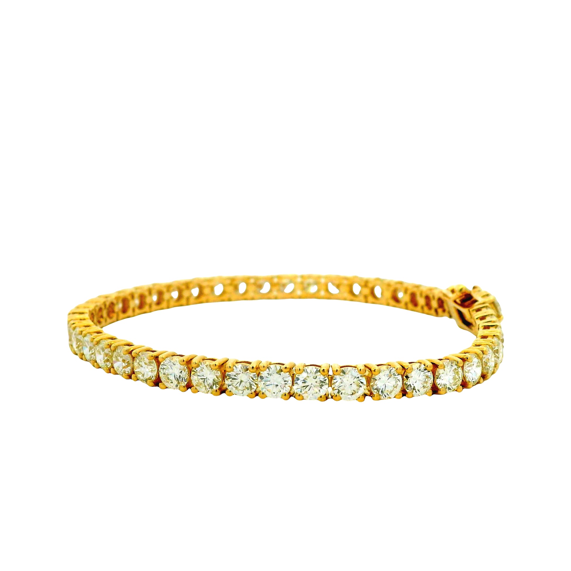 14k Yellow Gold 9.70ctw Round Brilliant Natural Diamond Tennis Bracelet — photo 9 of 12