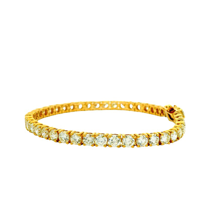 14k Yellow Gold 9.70ctw Round Brilliant Natural Diamond Tennis Bracelet — photo 9 of 12