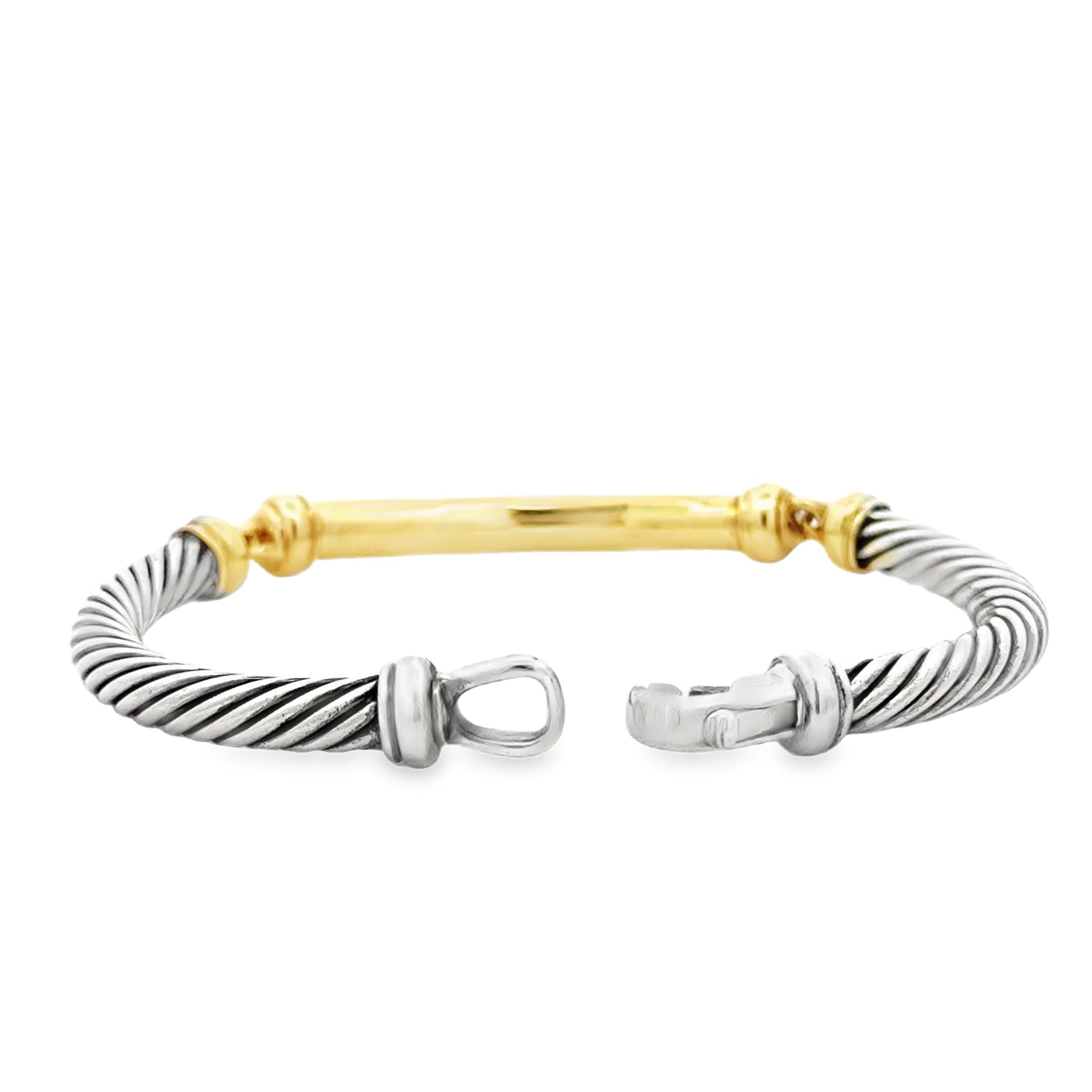 David Yurman 14k Yellow Gold and Sterling Silver Cable Bangle Bracelet — photo 9 of 9