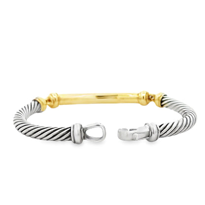 David Yurman 14k Yellow Gold and Sterling Silver Cable Bangle Bracelet — photo 9 of 9