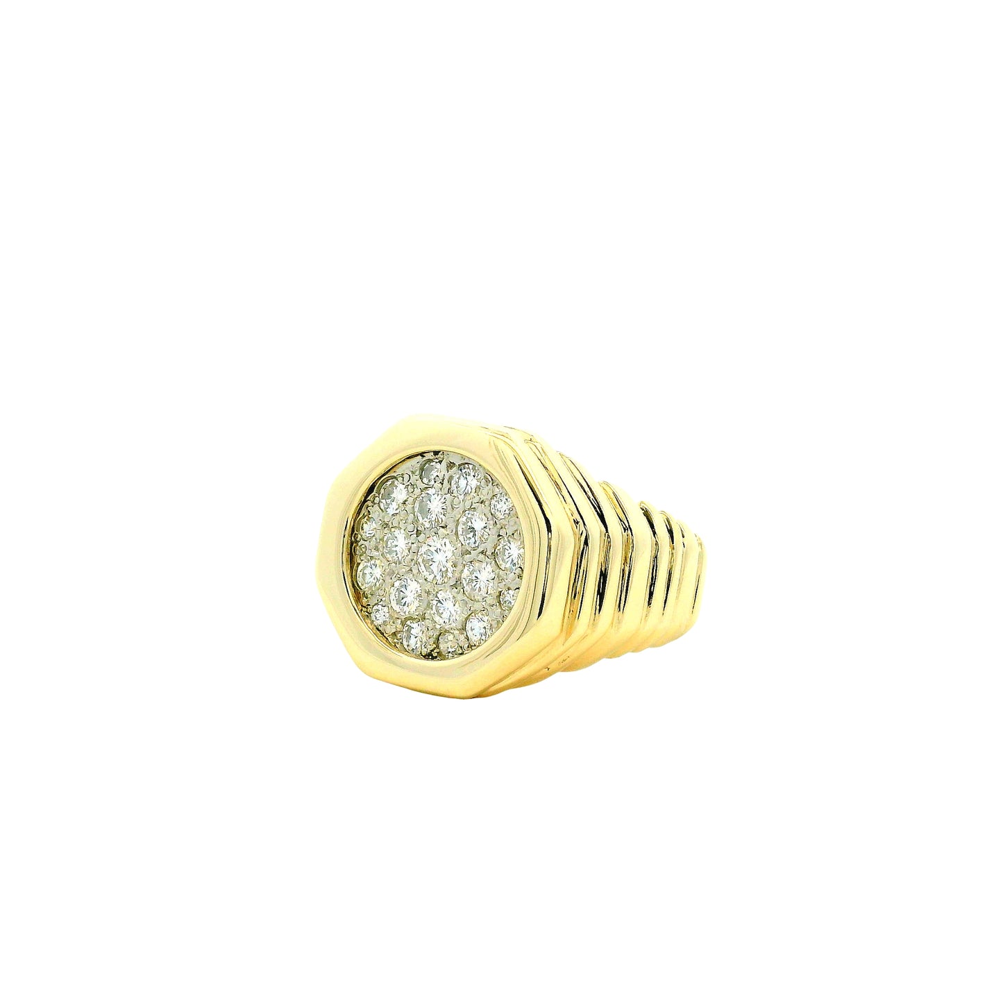 14k Yellow Gold 1.8ctw Round Diamond Pavé Cluster Cocktail Ring — photo 9 of 11