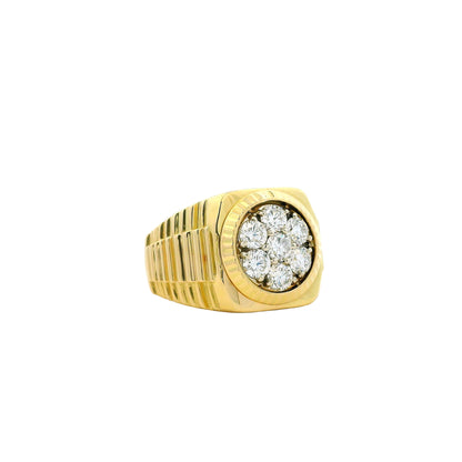 18k Yellow Gold 2.3ctw Round Brilliant Diamond Men's Cluster Ring — photo 9 of 9