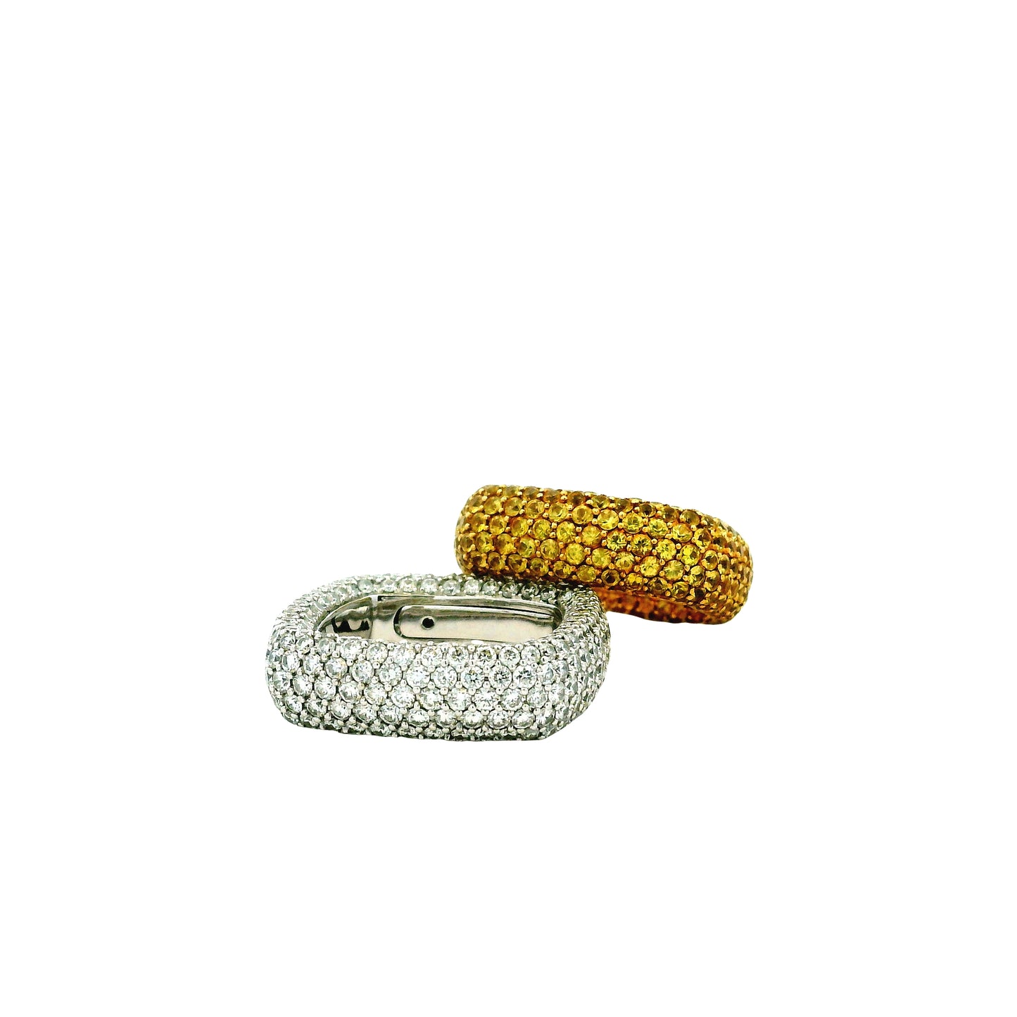 14k White Gold 3-4ctw Round Brilliant Diamond Pavé Band Ring — photo 9 of 11
