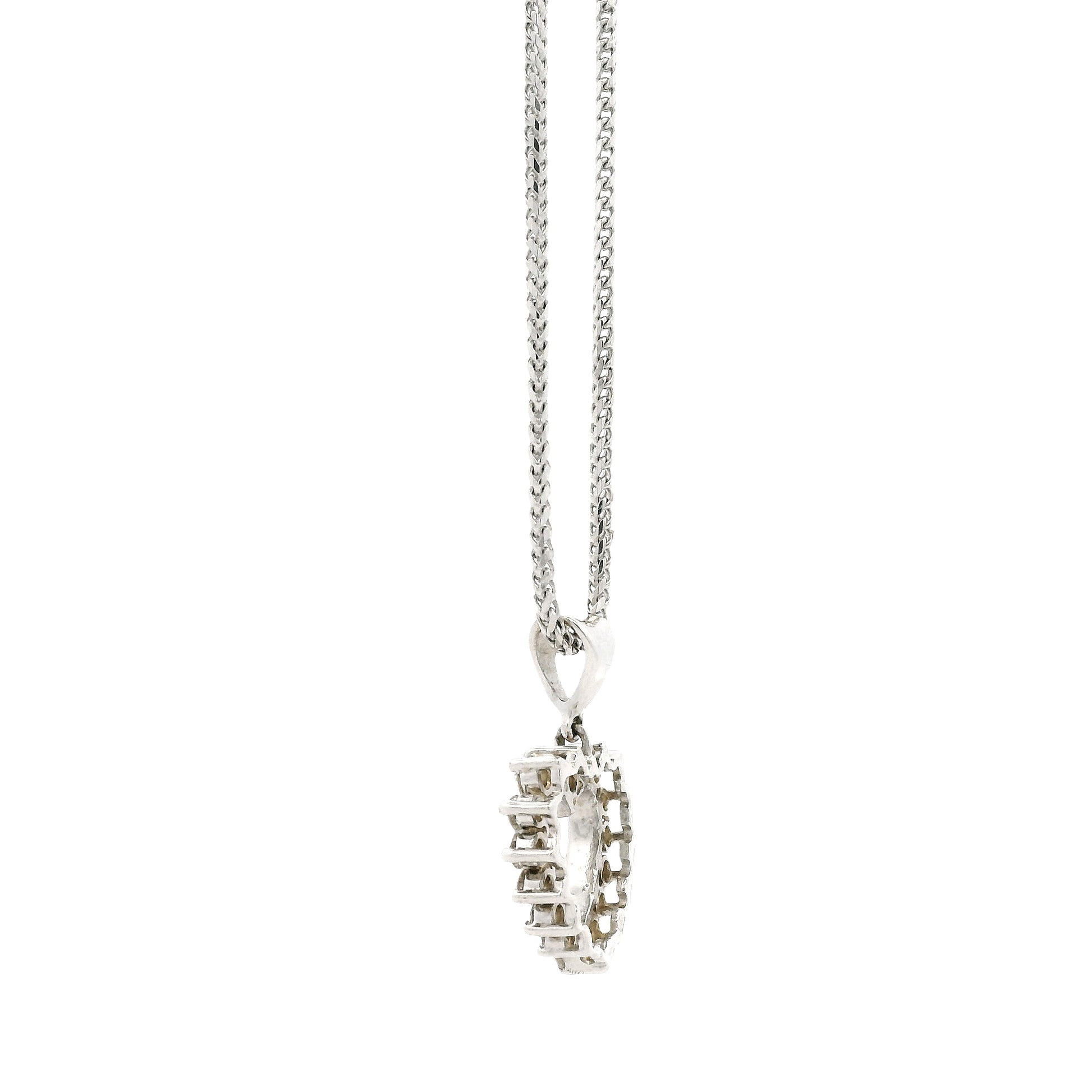 14k White Gold Diamond Heart Shaped Pendant Necklace with 16 Round Diamonds — photo 9 of 9