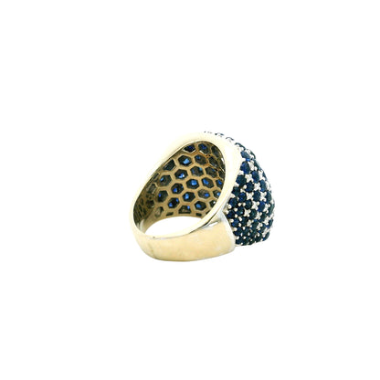 18k Two-Tone Gold 4.94ctw Sapphire and 0.72ctw Diamond Pavé Cocktail Ring — photo 9 of 12