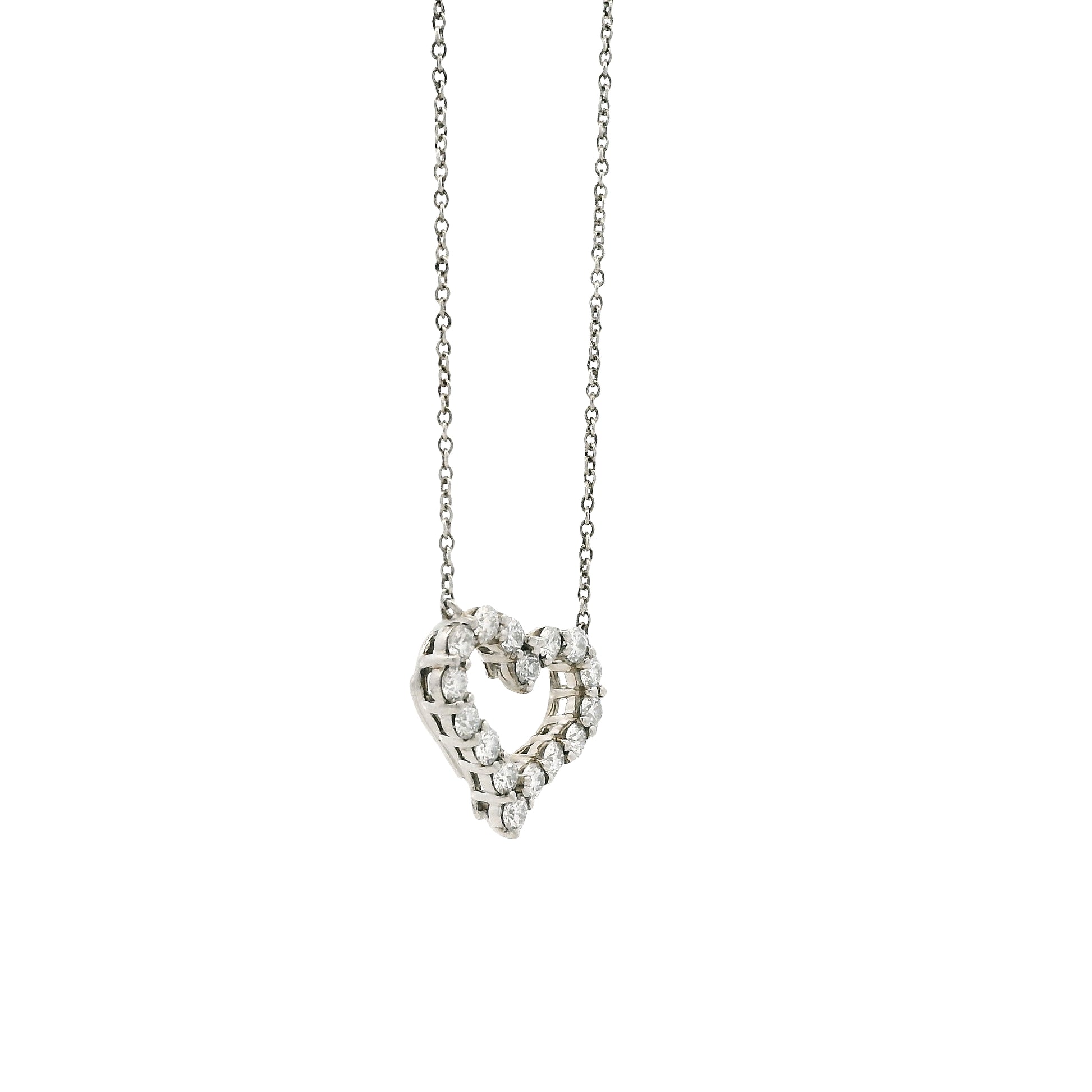 Tiffany & Co. Platinum 0.54ctw Round Brilliant Diamond Open Heart Pendant Necklace 16" — photo 9 of 9