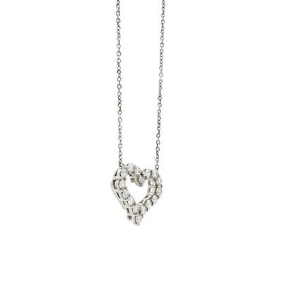 Tiffany & Co. Platinum 0.54ctw Round Brilliant Diamond Open Heart Pendant Necklace 16" — photo 9 of 9