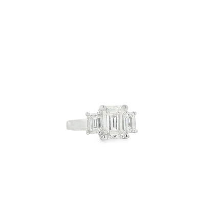 14k White Gold 2.02ct Emerald Cut Diamond Three-Stone Ring — photo 9 of 9