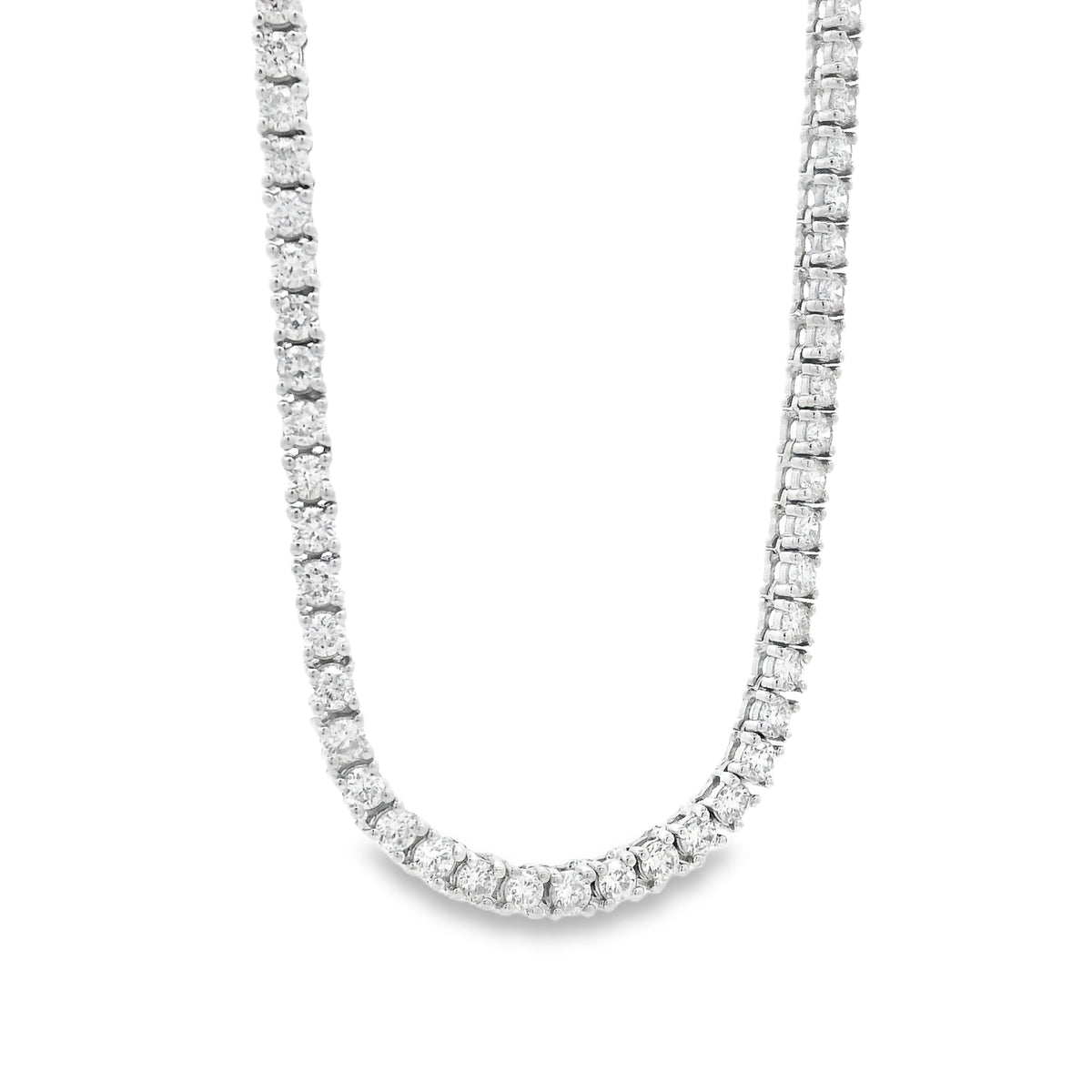 14k White Gold 4.90ctw Round Brilliant Diamond 4-Prong Tennis Necklace 16" — photo 9 of 16