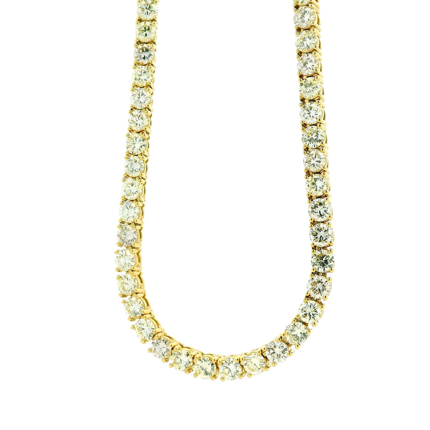14k Yellow Gold 35.45ctw Round Diamond 4-Prong Tennis Necklace 22" — photo 9 of 9