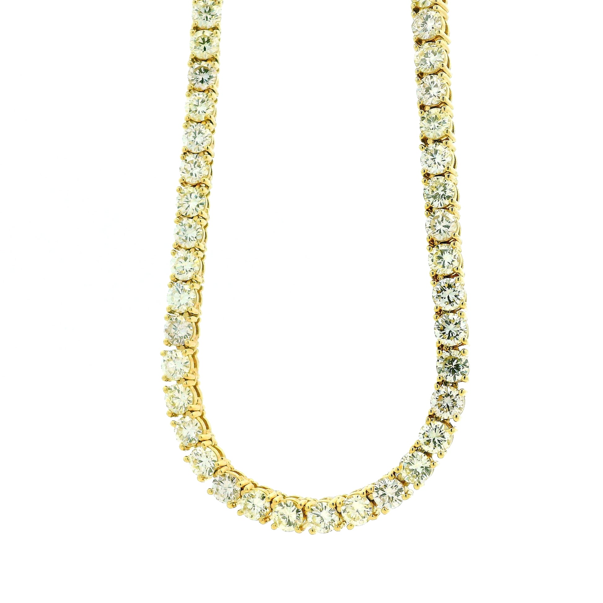 14k Yellow Gold 35.45ctw Round Diamond 4-Prong Tennis Necklace 22" — photo 9 of 9