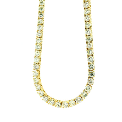 14k Yellow Gold 35.45ctw Round Diamond 4-Prong Tennis Necklace 22" — photo 9 of 9