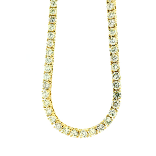 14k Yellow Gold 35.45ctw Round Diamond 4-Prong Tennis Necklace 22" — photo 9 of 9