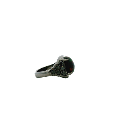 18k White Gold 1.50ct Oval Black Opal and 0.50ctw Pavé Diamond Ring — photo 9 of 10