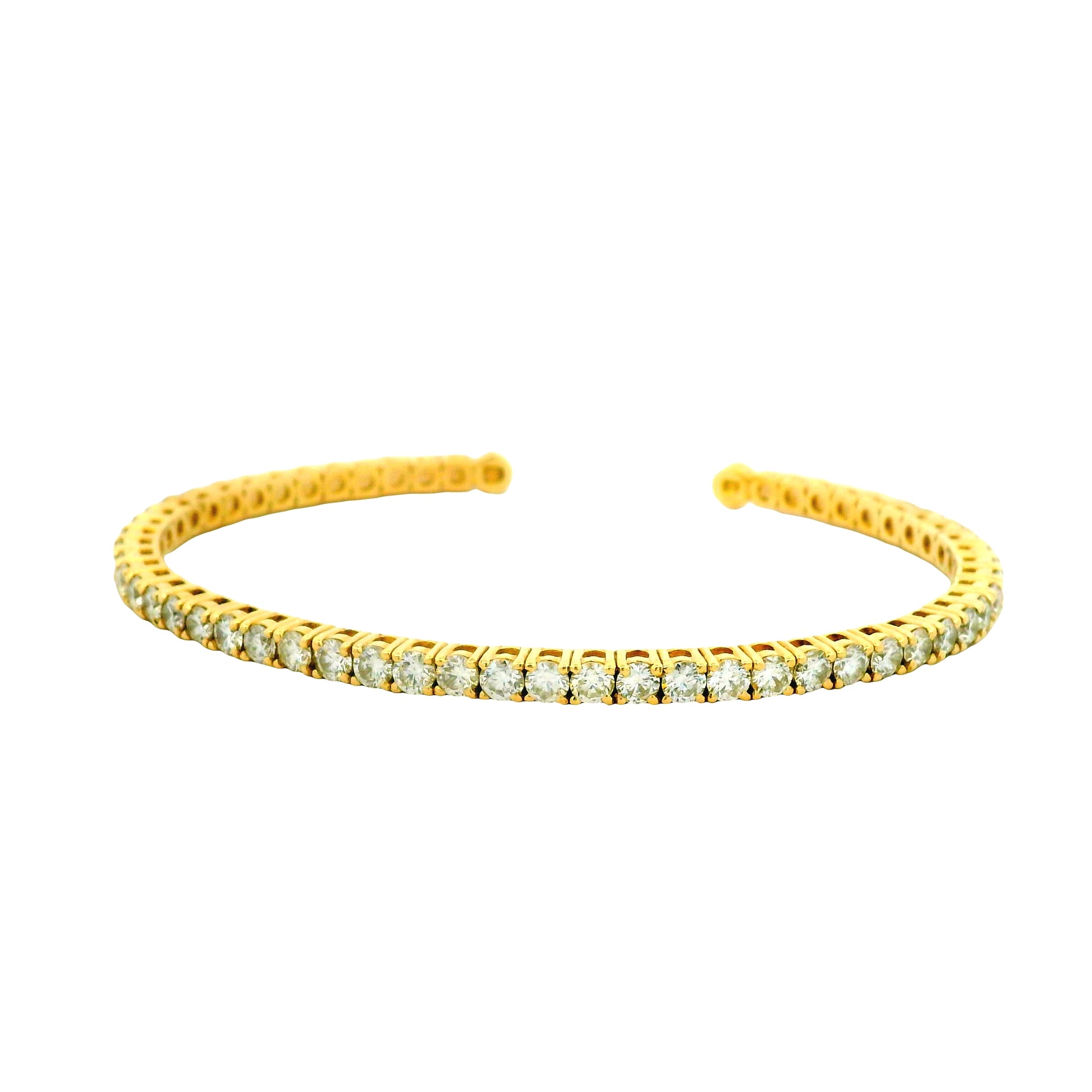 14k Yellow Gold 5.20ctw Round Brilliant Diamond Open Cuff Bangle Bracelet — photo 9 of 10