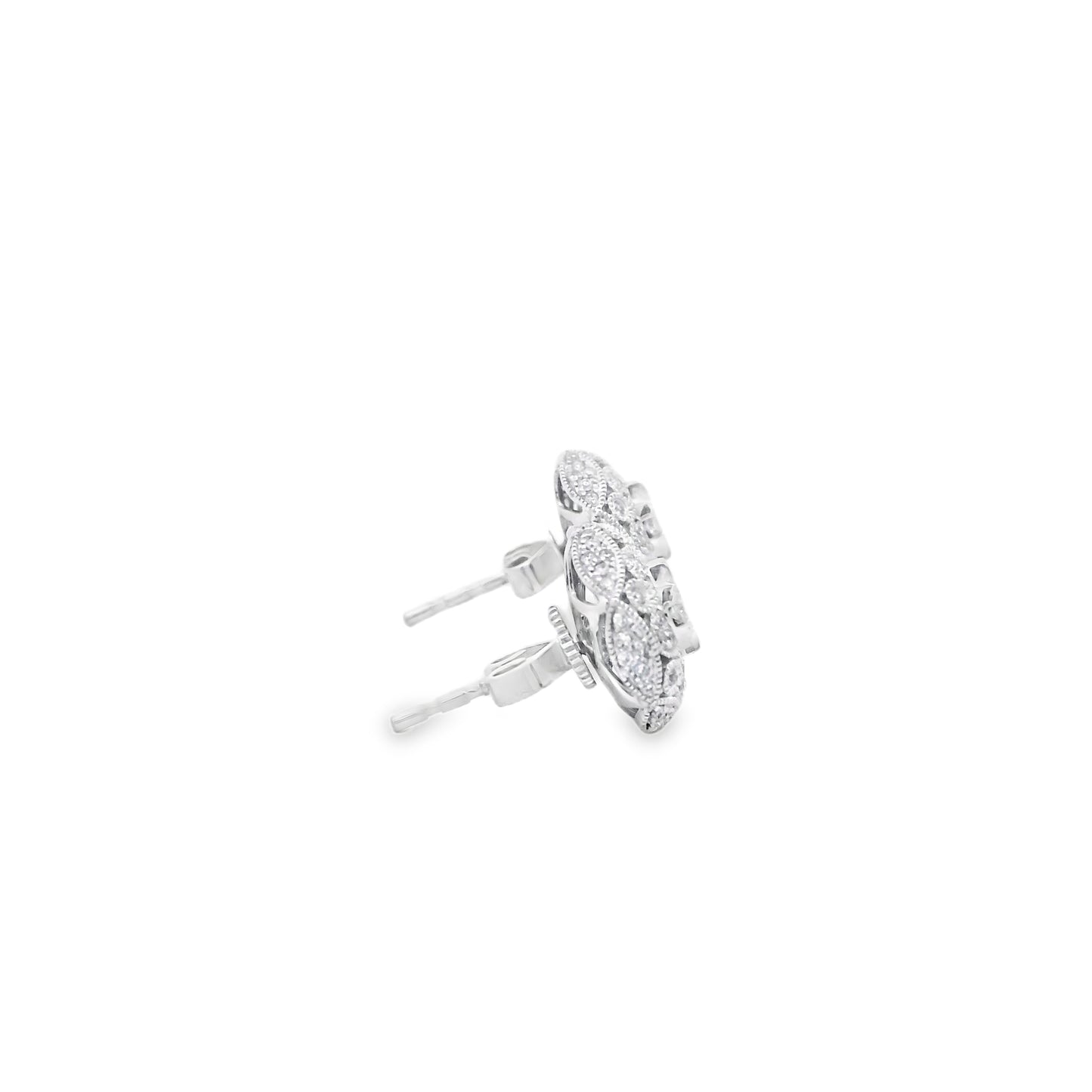 Effy 14k White Gold 0.50ctw Round Brilliant Diamond Pavé Button Stud Earrings — photo 9 of 11