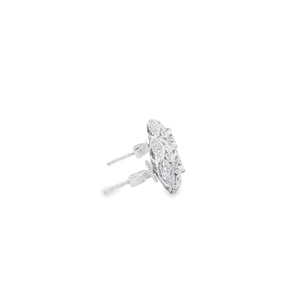 Effy 14k White Gold 0.50ctw Round Brilliant Diamond Pavé Button Stud Earrings — photo 9 of 11