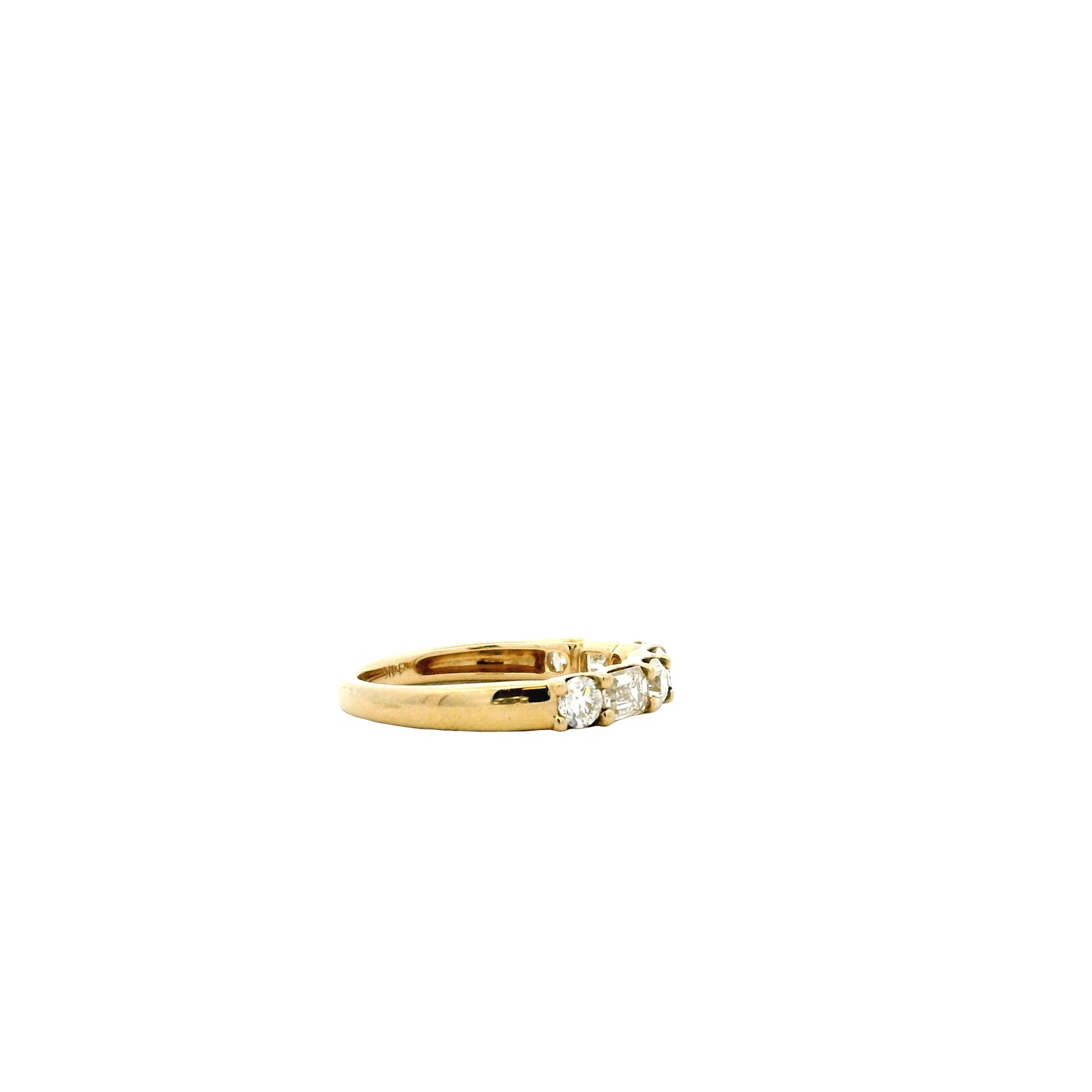 14k Yellow Gold 0.80ct Emerald Cut and 0.50ctw Round Brilliant Diamond Halfway Band Ring — photo 9 of 10