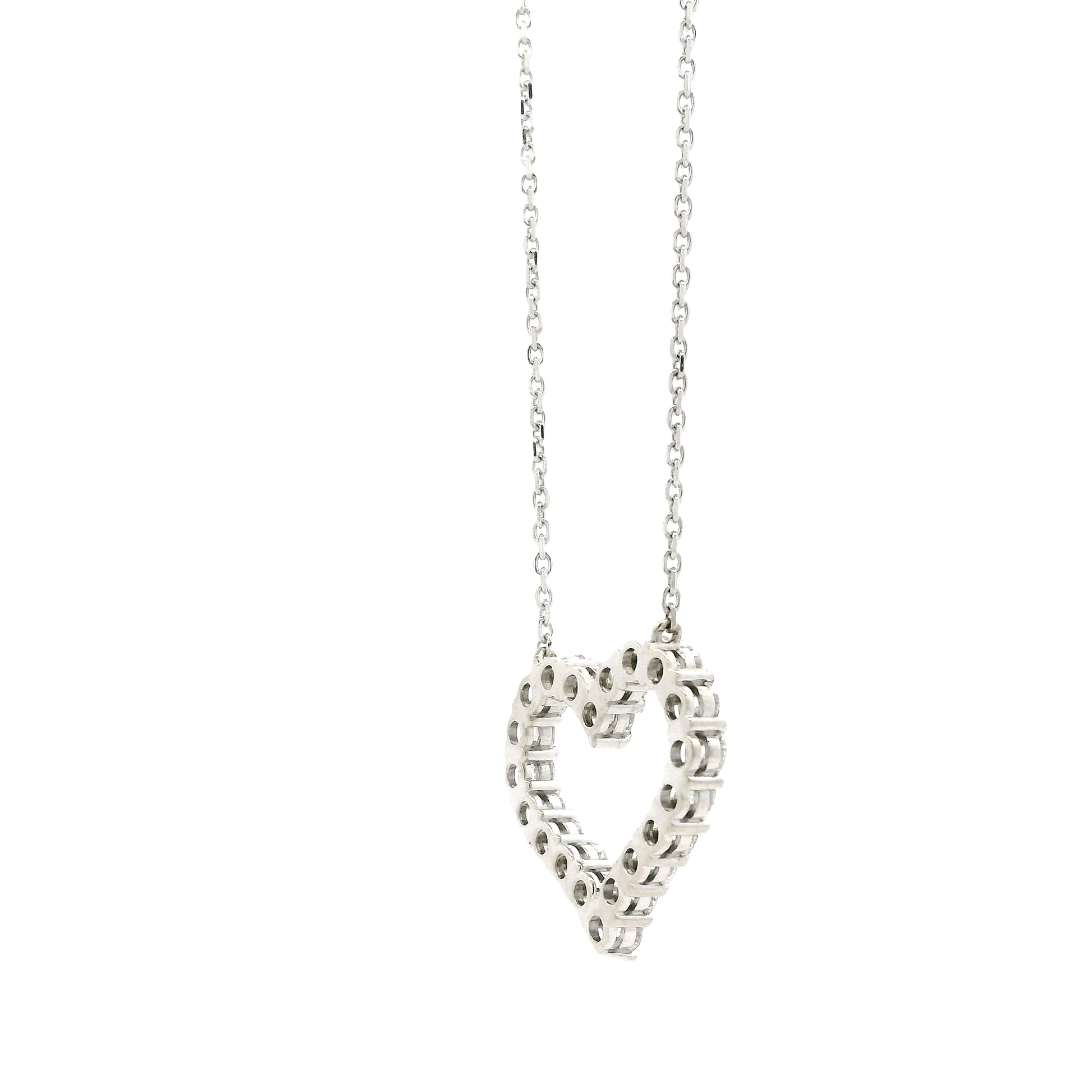 14k White Gold 2.00ctw Round Brilliant Diamond Pavé Heart Pendant Necklace — photo 9 of 12