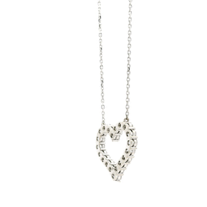 14k White Gold 2.00ctw Round Brilliant Diamond Pavé Heart Pendant Necklace — photo 9 of 12