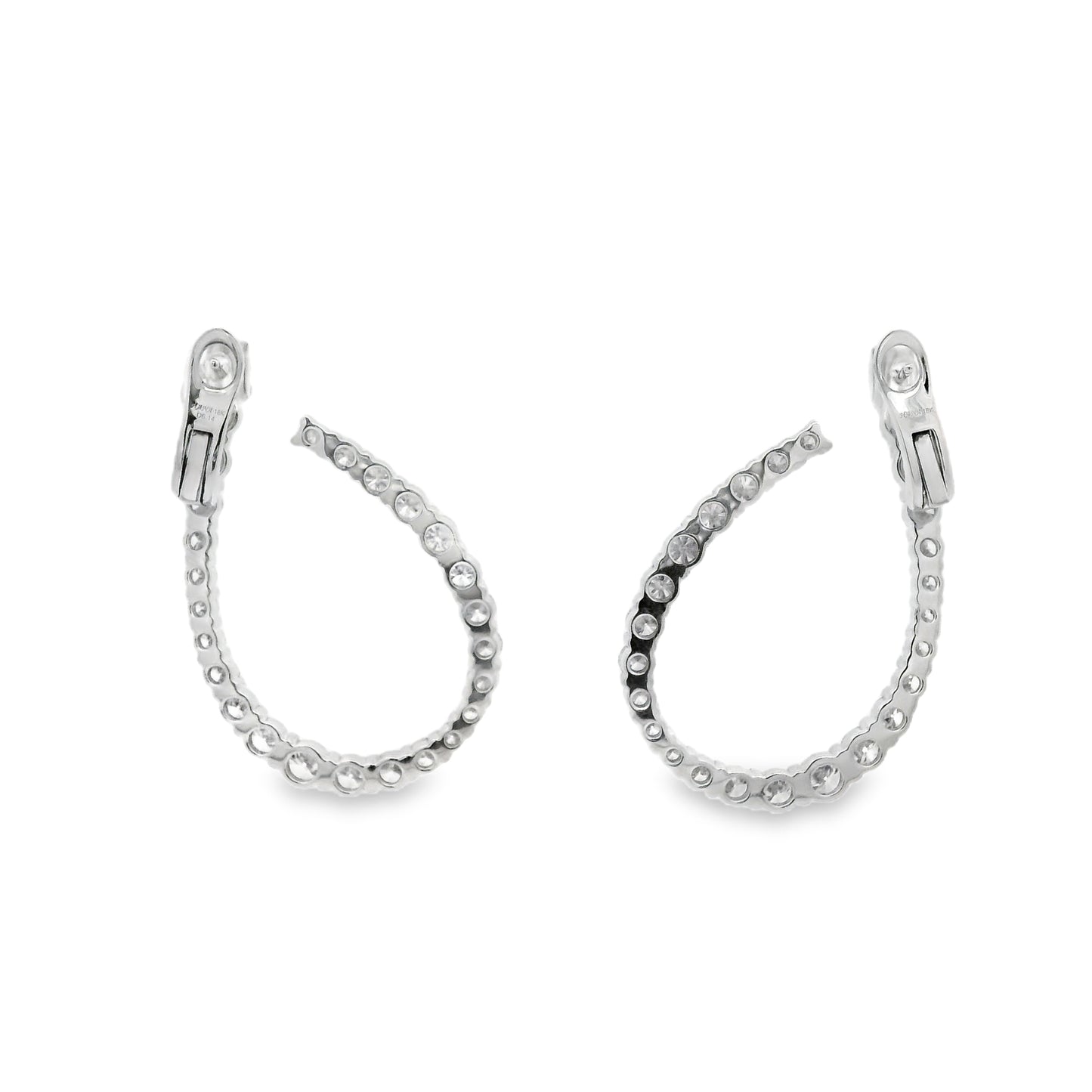 18k White Gold 6.14ctw Round Brilliant Diamond Hoop Earrings — photo 9 of 9