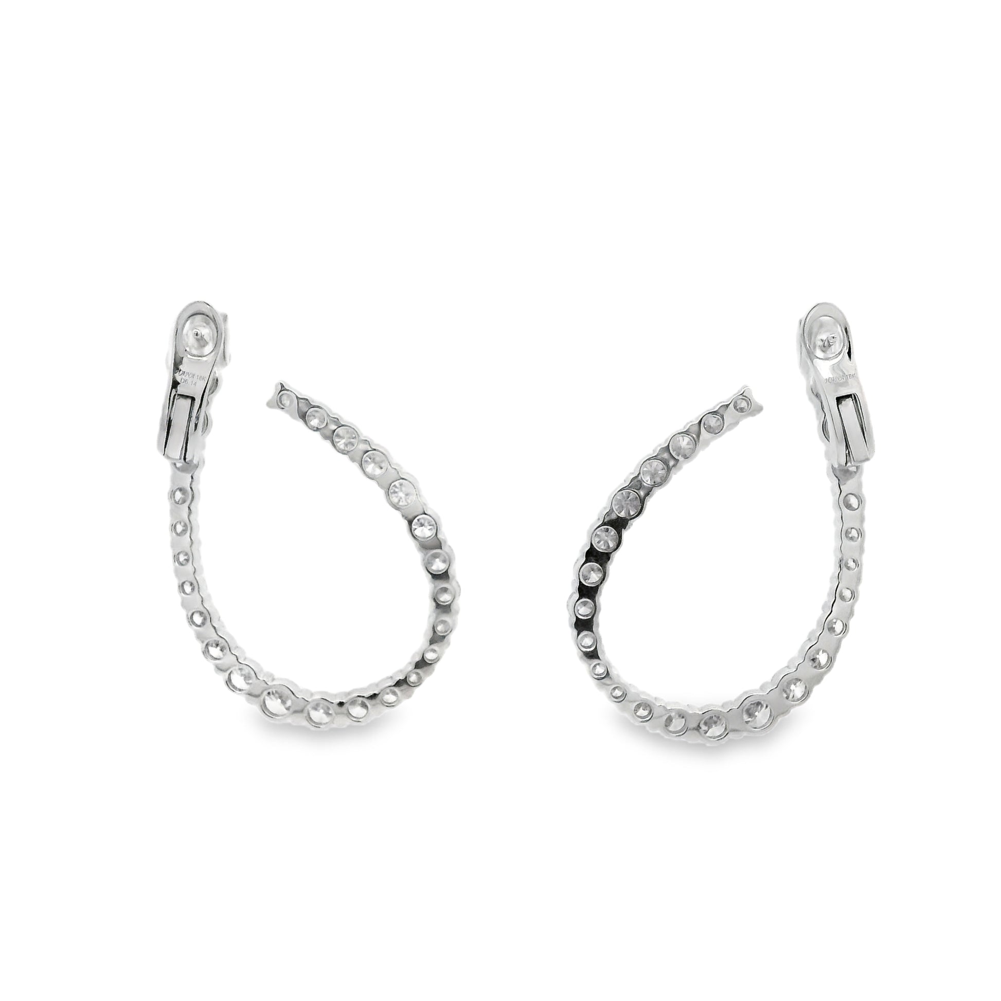 18k White Gold 6.14ctw Round Brilliant Diamond Hoop Earrings — photo 9 of 9
