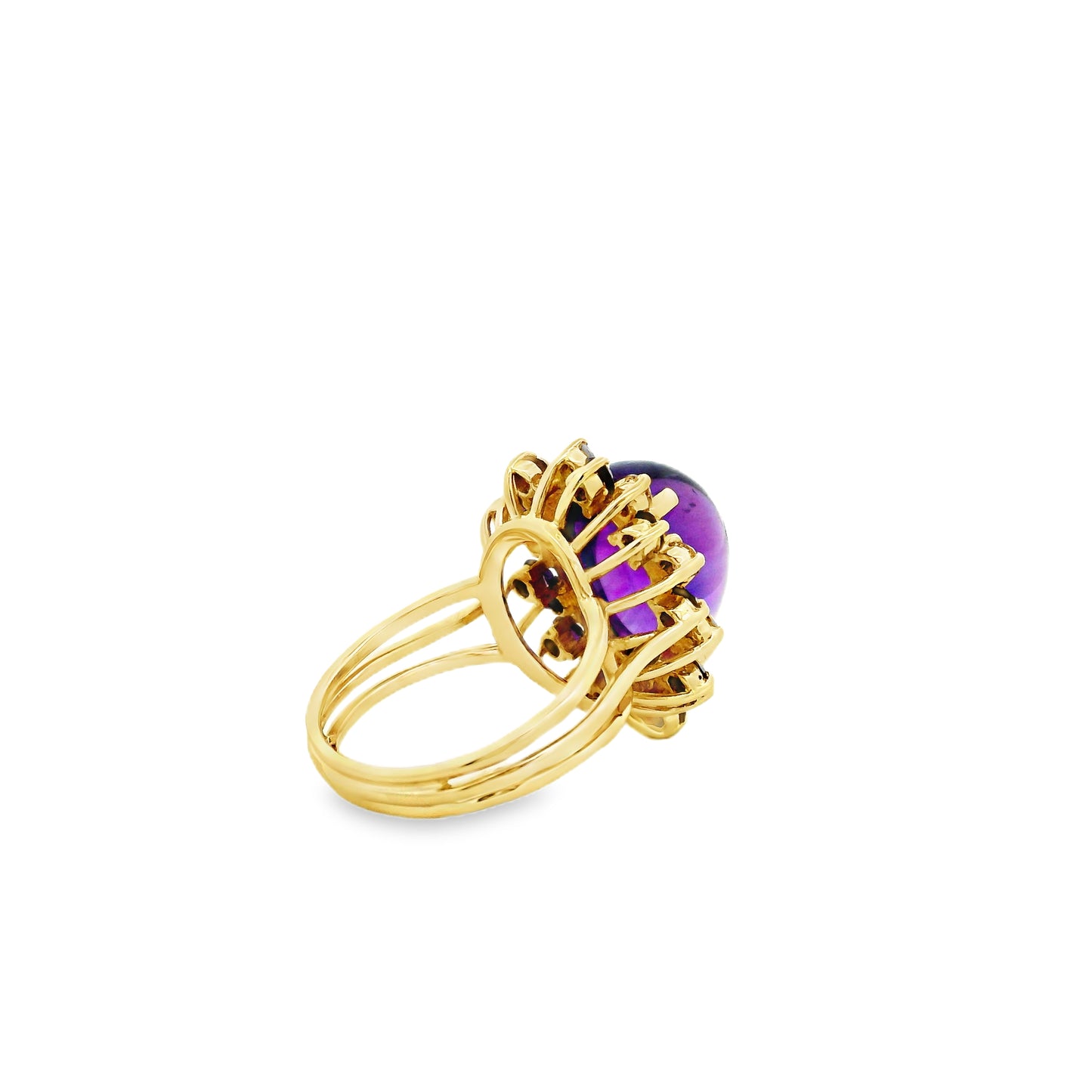 14k Yellow Gold 1.50ct Oval Amethyst Halo Cocktail Ring — photo 9 of 12