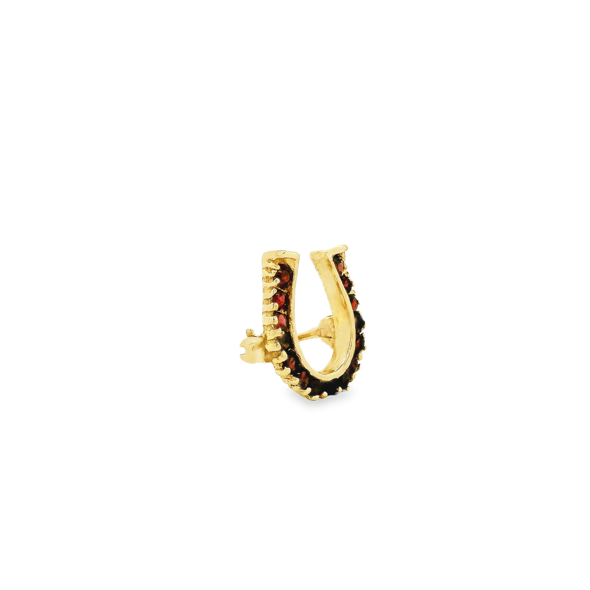 14k Yellow Gold Horseshoe Pavé Round Stone Brooch — photo 9 of 9