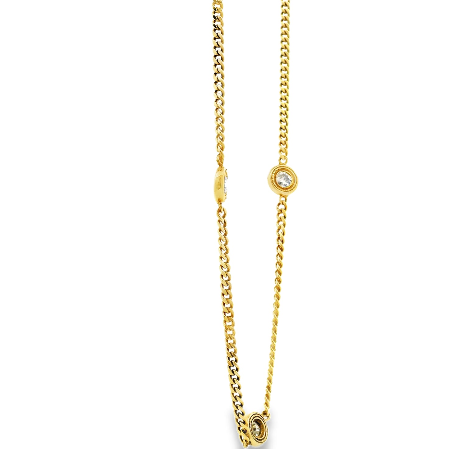 18k Yellow Gold 0.30ctw Round Brilliant Diamond Bezel Set Curb Chain Necklace — photo 9 of 9