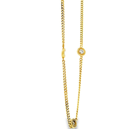 18k Yellow Gold 0.30ctw Round Brilliant Diamond Bezel Set Curb Chain Necklace — photo 9 of 9