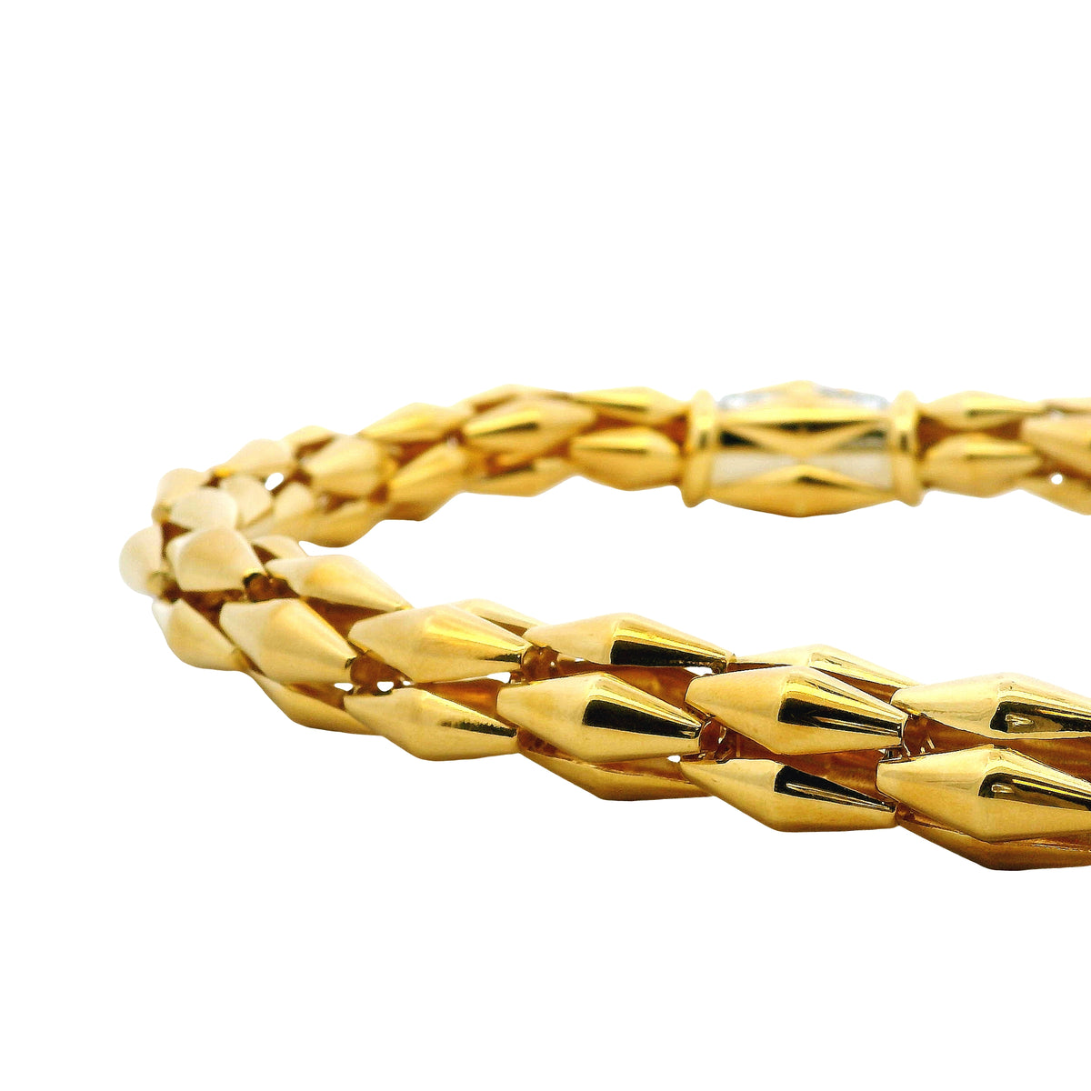 18k Yellow Gold Diamond Accent Woven Link Choker Necklace — photo 9 of 10