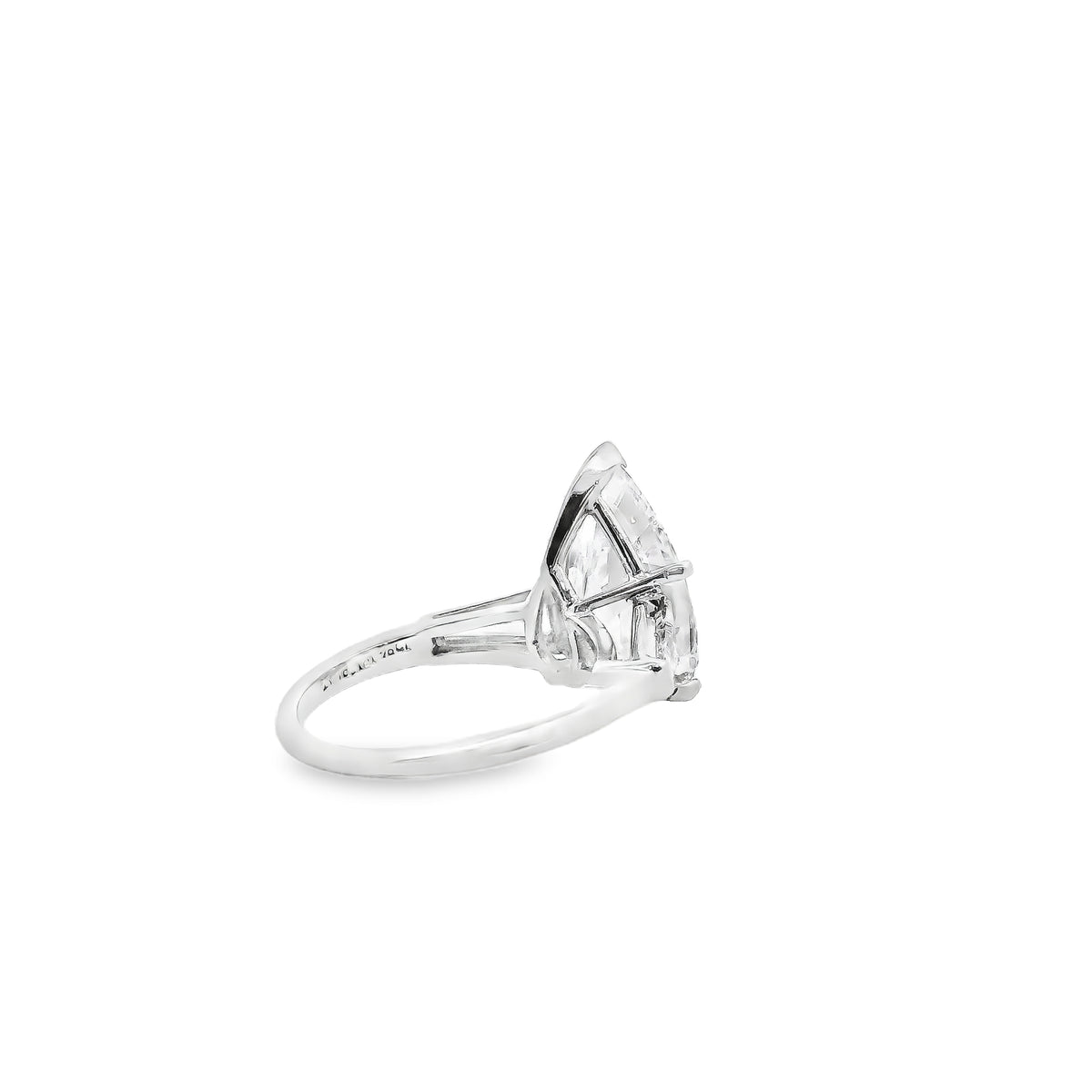 Platinum 4.69ct GIA Pear Cut Diamond Tapered Baguette Three-Stone Engagement Ring — photo 9 of 11
