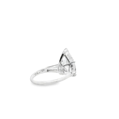 Platinum 4.69ct GIA Pear Cut Diamond Tapered Baguette Three-Stone Engagement Ring — photo 9 of 11