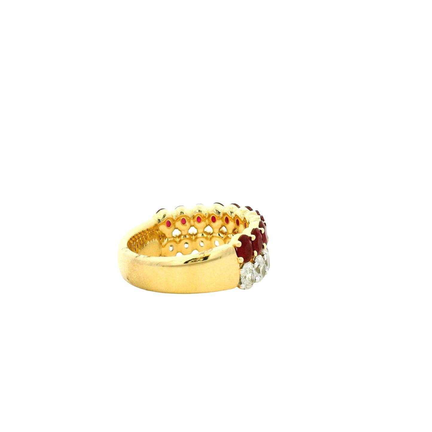 14k Yellow Gold 1.51ct Oval Diamond and 2.10ctw Ruby Two Row Cocktail Ring — photo 9 of 11