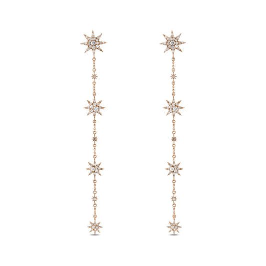Bee Goddess Venus Star 18k Gold Diamond Earrings