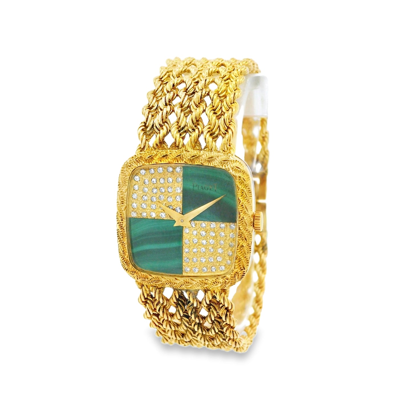 Piaget 9902 E21 Yellow Gold Malachite and Diamond Dial Watch