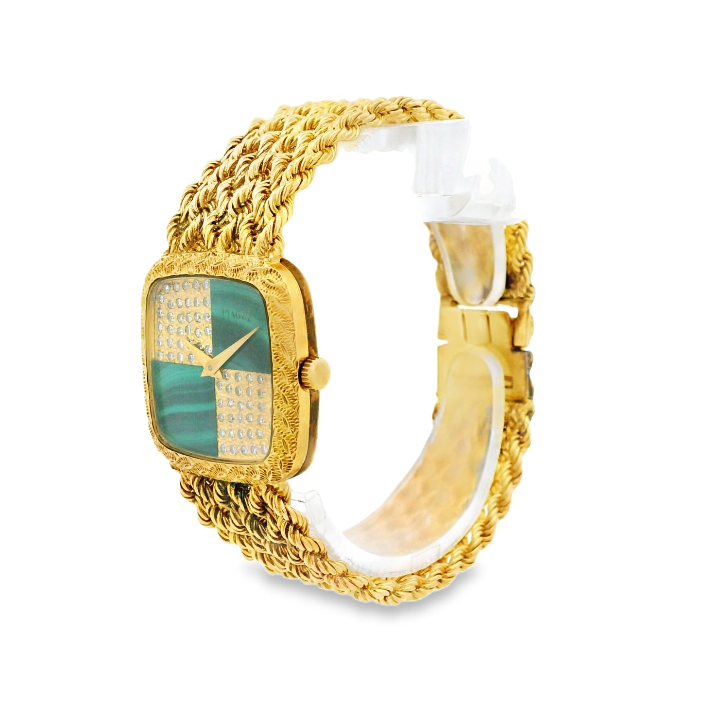 Piaget 9902 E21 Yellow Gold Malachite and Diamond Dial Watch