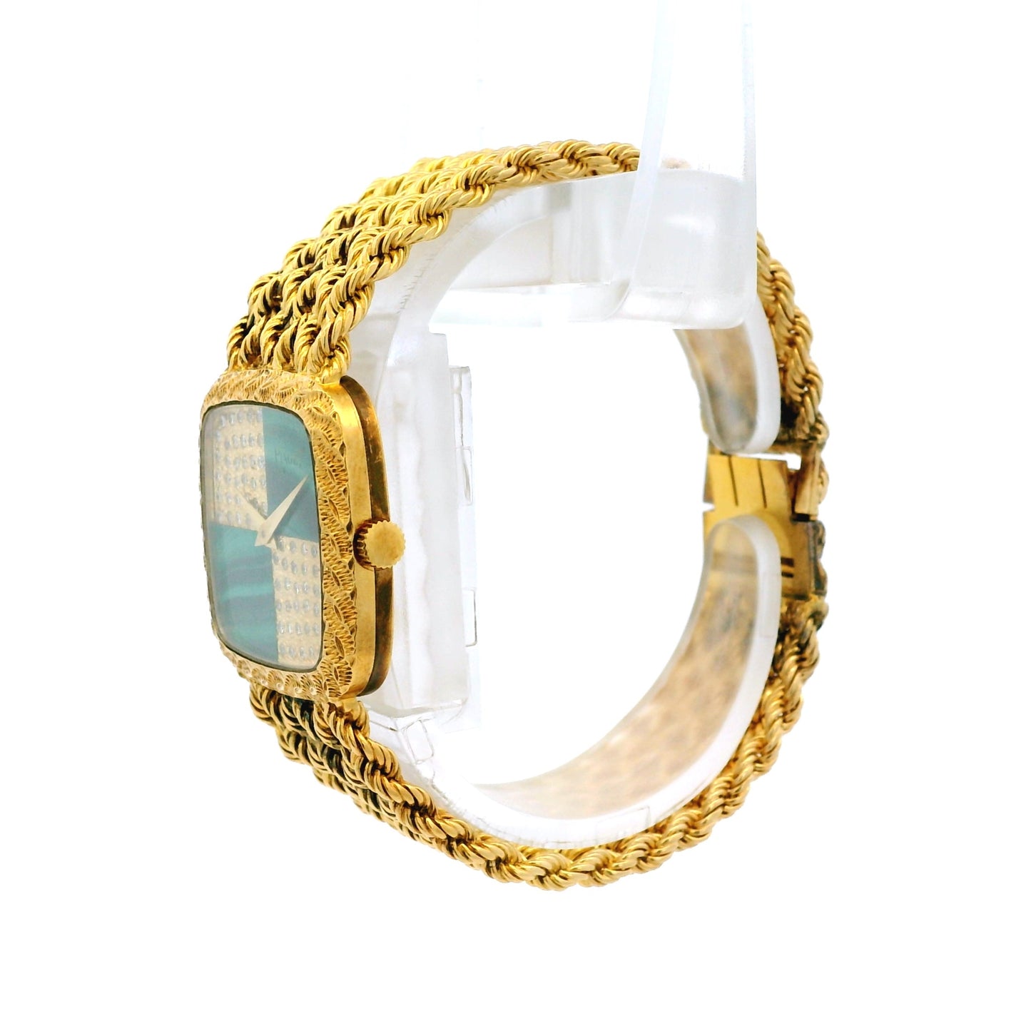 Piaget 9902 E21 Yellow Gold Malachite and Diamond Dial Watch