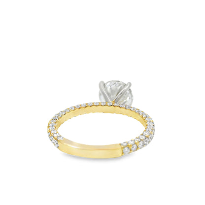 18k White and Yellow Gold 2.10ct Round Brilliant Cut Diamond and 1.09ctw Accent Round Diamond Ring