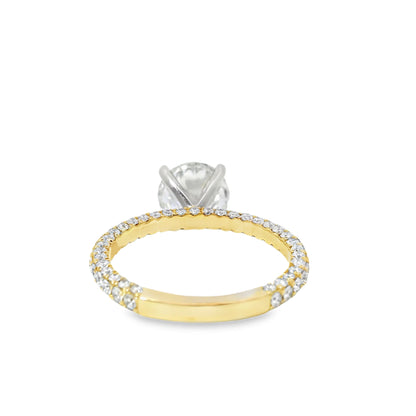 18k White and Yellow Gold 2.10ct Round Brilliant Cut Diamond and 1.09ctw Accent Round Diamond Ring
