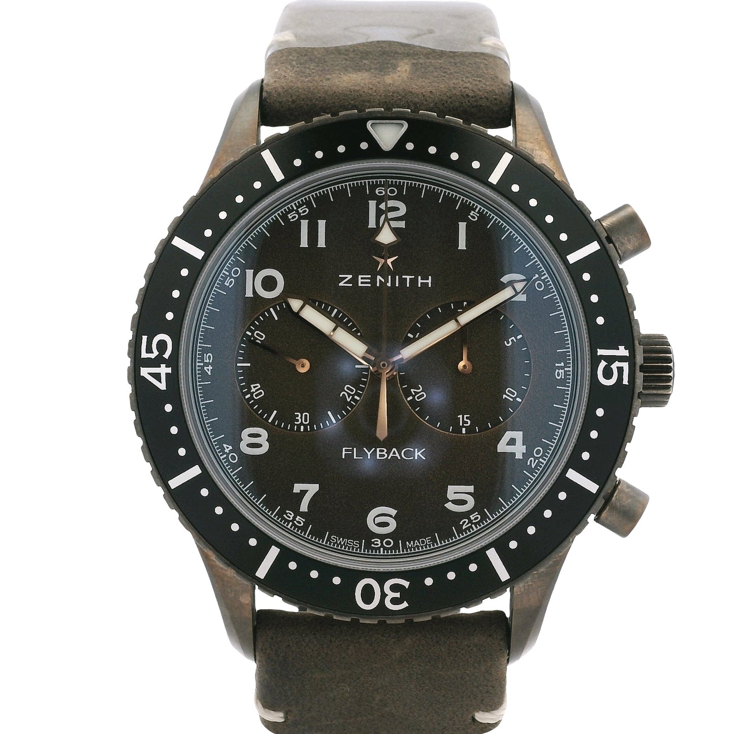 Zenith 11.2240.405 Pilot Cronometro Tip CP-2 Flyback Chronograph Brown Dial Watch