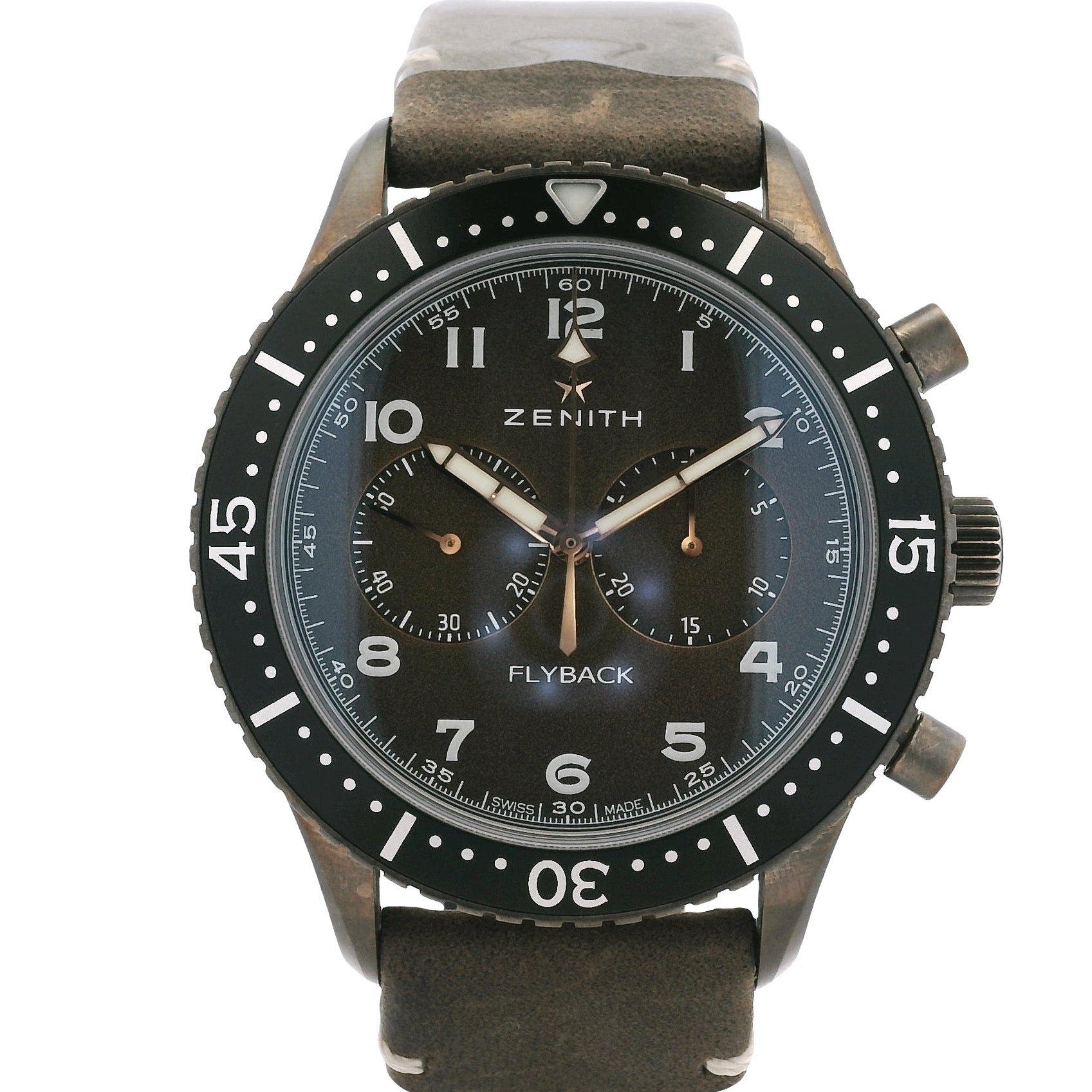 Zenith 11.2240.405 Pilot Cronometro Tip CP-2 Flyback Chronograph Brown Dial Watch