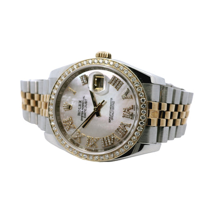 Rolex 116233 Datejust 18k Yellow Gold Aftermarket Mother of Pearl Diamond Watch